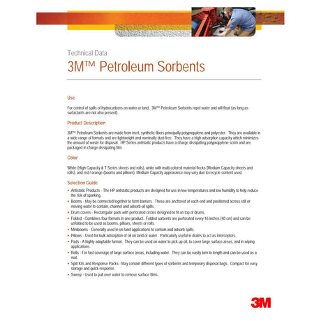 3M P-FL550DD Petroleum Sorbent Folded, Oil-Only, 5 in x 50 ft, White, Perforated every 16 in (7000002025)  - (3Pack) - 4
