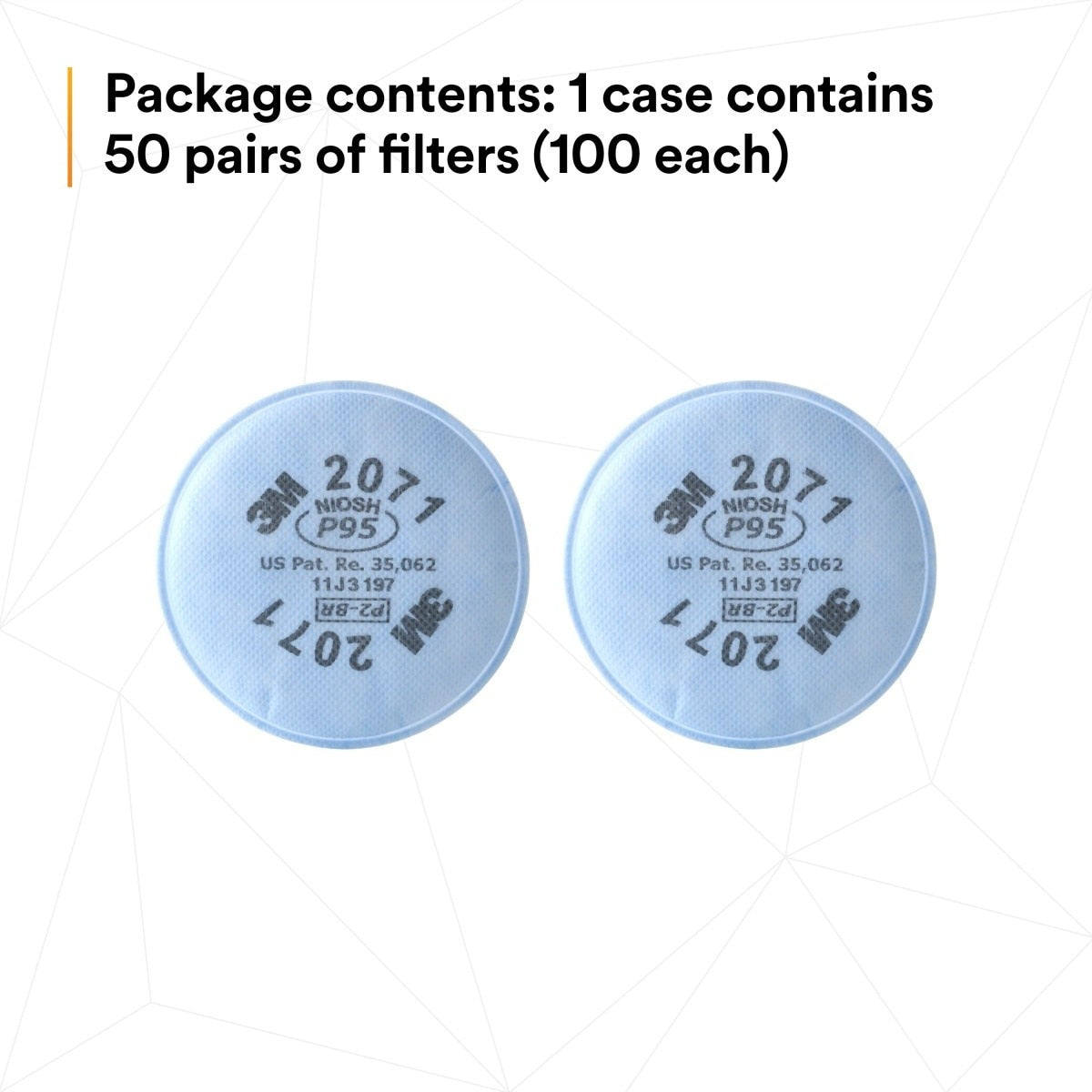 3M 2071 54356 Particulate Filter P95 Bayonet Reusable Respirator Filter (7000002058) (100 Pack) - 6