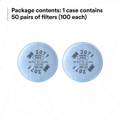 3M 2071 54356 Particulate Filter P95 Bayonet Reusable Respirator Filter (7000002058) (100 Pack) - 6
