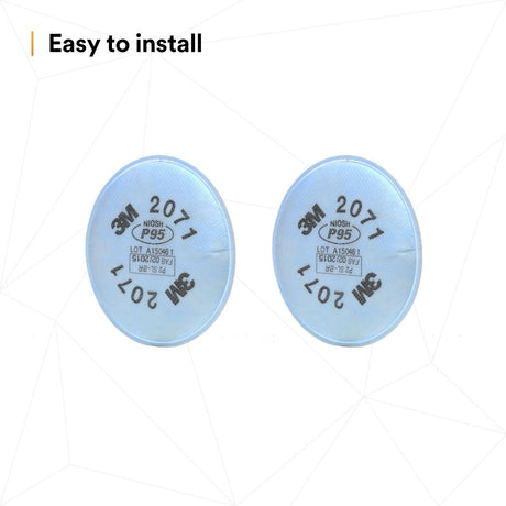 3M 2071 54356 Particulate Filter P95 Bayonet Reusable Respirator Filter (7000002058) (100 Pack) - 7