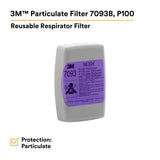 3M 7093B Particulate Filter, P100 Bayonet Reusable Respirator Filter, Magenta (7000002155) (144 Pack) - 2