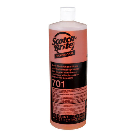 3M 701 Scotch-Brite Quick Clean Griddle Liquid, Orange, 1 Quart, Removes Baked-On Food and Cooking Oils (H-701-32OZ) (7000002182) (Case of 4)  - (4Pack)