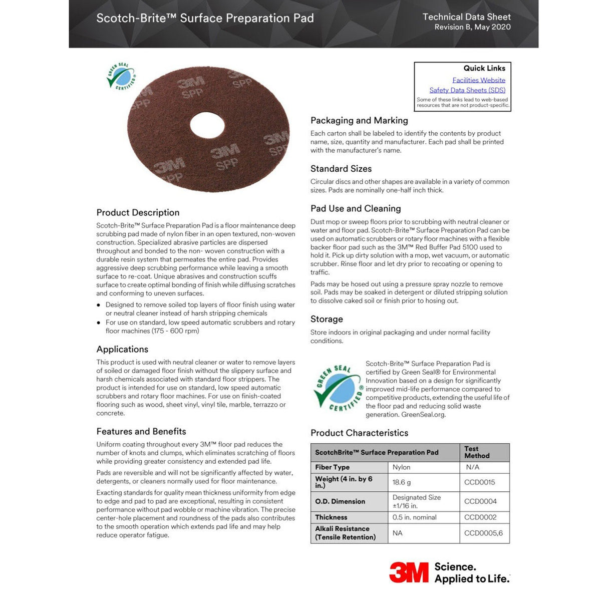 3M Scotch-Brite Surface Preparation Pads, Brown, 20 in, Center Hole (SPP20) (7000002195) (Case of 10)  - (10Pack) - 7