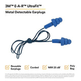 3M 340-4007 E-A-R UltraFit Earplugs, Metal Detectable, Corded, Poly Bag (7000002319) (400 Pack) - 8