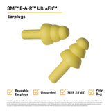 3M 340-4003 E-A-R Earplugs, Uncorded, Poly Bag, Yellow (7000002321) (400 Pack) - 7