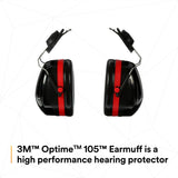 3M H10P3E PELTOR Optime 105 Hard Hat Attached Earmuffs NRR 27 dB (7000002327) (10-Pack) - 5