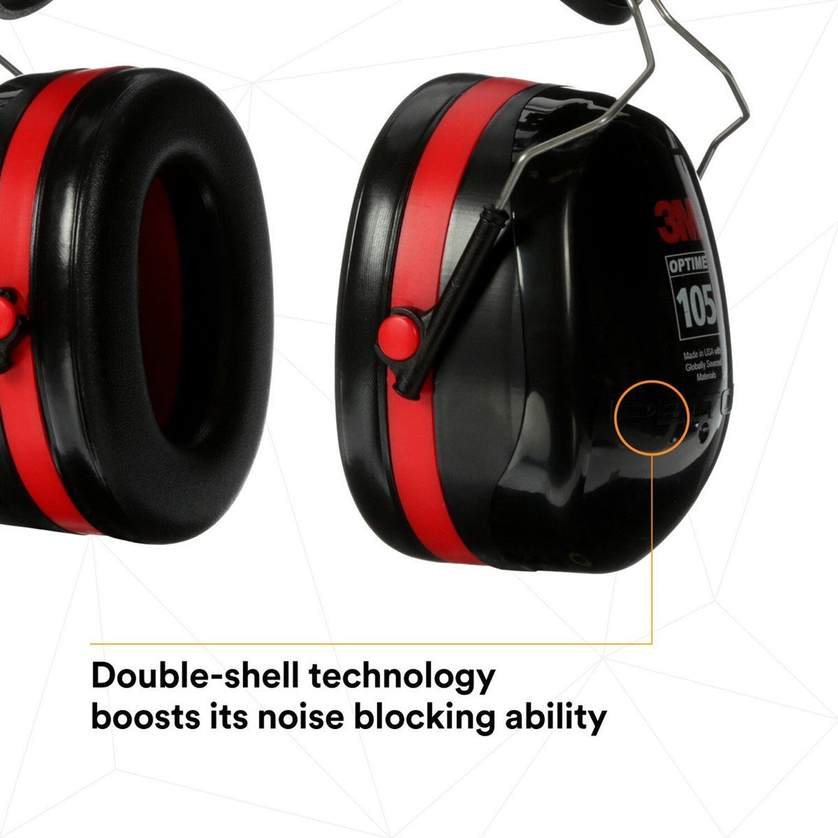 3M H10P3E PELTOR Optime 105 Hard Hat Attached Earmuffs NRR 27 dB (7000002327) (10-Pack) - 9
