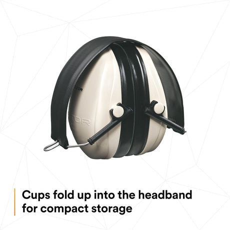 3M H6F/V PELTOR Optime 95 Folding Over-the-Head Earmuffs, 21 dB NRR, Adjustable, Beige (7000002328) - 6