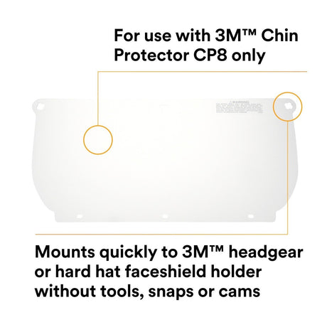 3M 82543-00000 Clear Polycarbonate Faceshield Window, Flat, Transparent, 14.5 in x 7.5 in (WP98) (7000002337)  - (10Pack) - 10