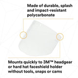 3M 82701-00000 82701 Clear Polycarbonate Faceshield WP96, Molded, Transparent, 14-1/2 in x 9 in (7000002339)  - (10Pack) - 6