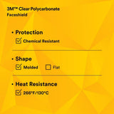 3M 82701-00000 82701 Clear Polycarbonate Faceshield WP96, Molded, Transparent, 14-1/2 in x 9 in (7000002339)  - (10Pack) - 8