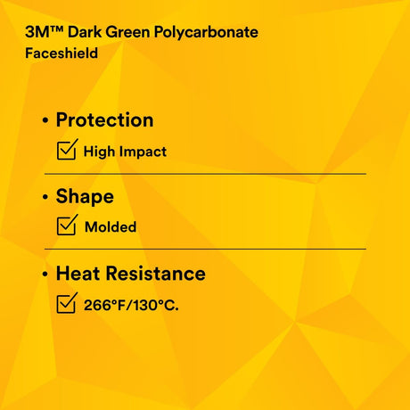 3M 82702-00000 Polycarbonate Faceshield Window, Molded, Dark Green, 14.5 in x 9 in (WP96C) (7000002340)  - (10Pack) - 7