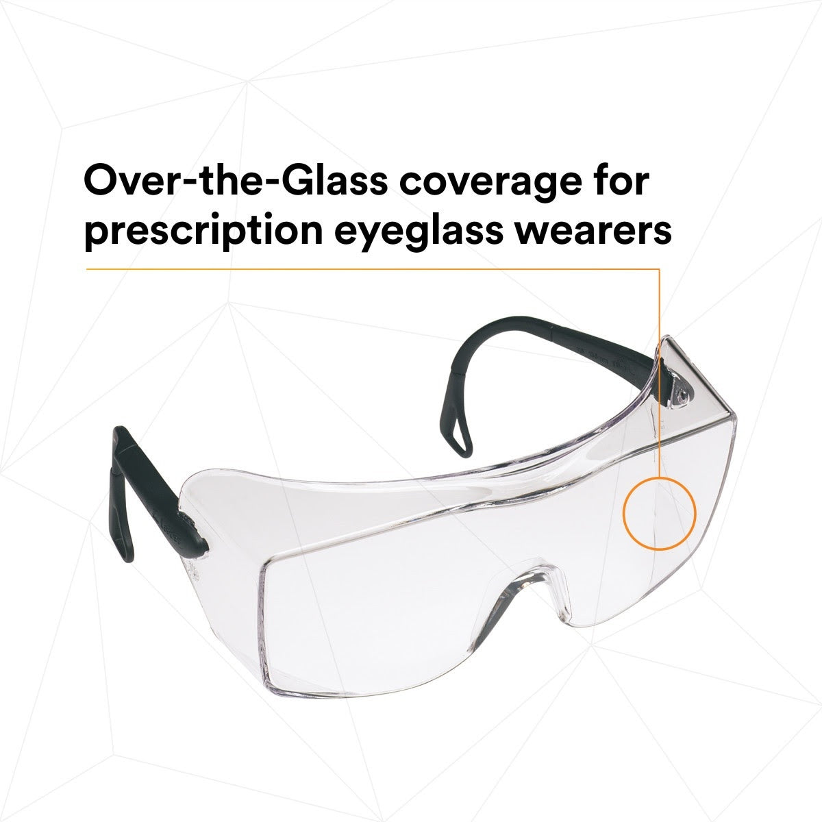 3M 62226 OX Protective Eyewear 2000, 12166-00000-20 Clear Anti-Fog Lens, Black Secure Grip Temple (7000002373)  - (20Pack) - 3