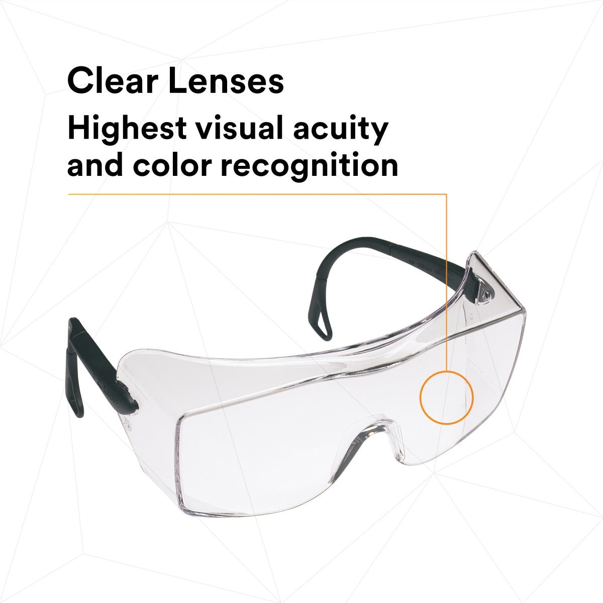 3M 62226 OX Protective Eyewear 2000, 12166-00000-20 Clear Anti-Fog Lens, Black Secure Grip Temple (7000002373)  - (20Pack) - 7