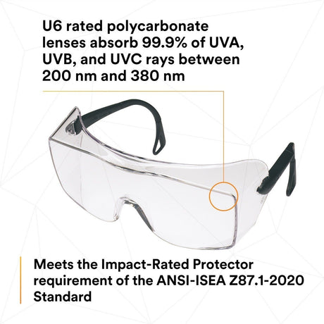 3M 62226 OX Protective Eyewear 2000, 12166-00000-20 Clear Anti-Fog Lens, Black Secure Grip Temple (7000002373)  - (20Pack) - 8