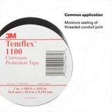 3M 1100UP-2X100FT Temflex Vinyl Corrosion Protection Tape 1100, Unprinted, Black, 2 in x 100 ft (7000005813) (24 Pack) - 5