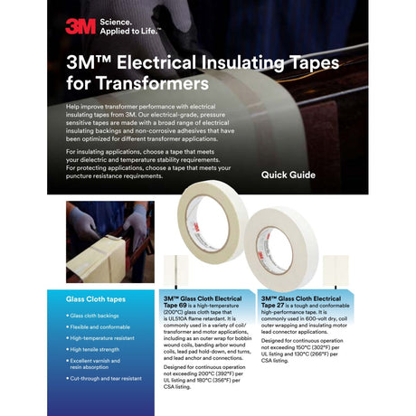 3M 69 Scotch Glass Cloth Electrical Tape, White, 3/4 in x 66 ft, Silicone Adhesive, 7 mil, High Temperature, Flame Retardant (69-3/4"X66') (7000005818) (10 Pack) - 5