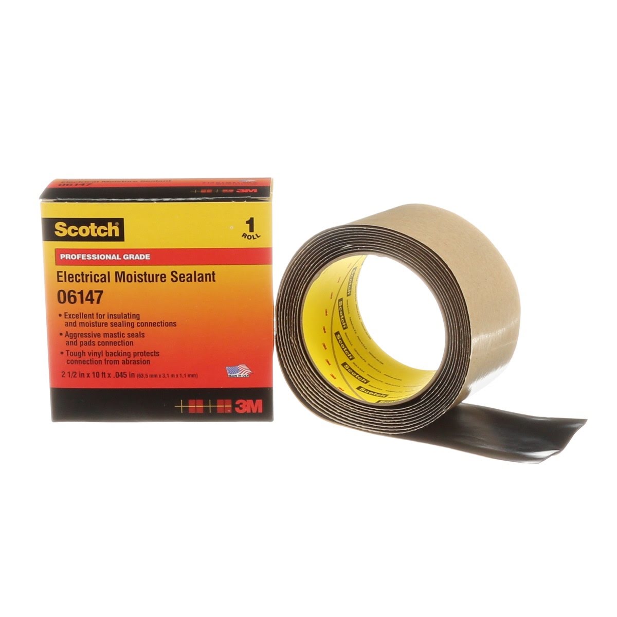 3M Scotch Electrical Moisture Sealant Roll, Black, 2-1/2 in x 10 ft (06147-2.5X10FT) (7000005872)  - (10Pack)
