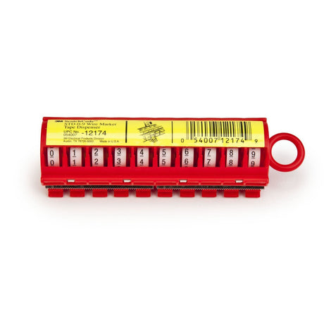 3M STD-0-9 Wire Marker Tape Dispenser with Tape, Pre-printed Numbers 0-9, Red, Acrylic Adhesive (7000006035)  - (25Pack) - 2