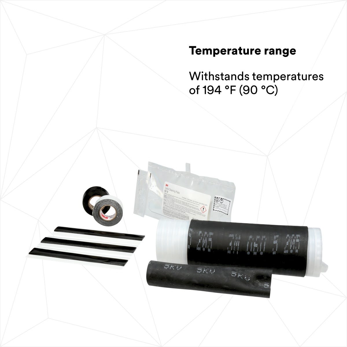 3M 5322 Motor Lead Pigtail Splice Kit, Non-Shielded, Black EPDM Rubber, 5-8 kV, 2-1/0 AWG Feeder, 4-1/0 AWG Motor Lead (7000006042) - 2
