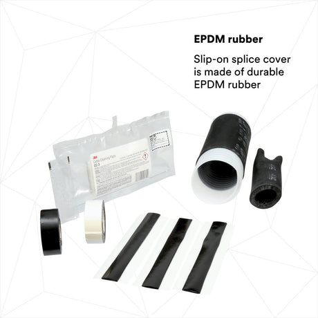 3M 5322 Motor Lead Pigtail Splice Kit, Non-Shielded, Black EPDM Rubber, 5-8 kV, 2-1/0 AWG Feeder, 4-1/0 AWG Motor Lead (7000006042) - 3