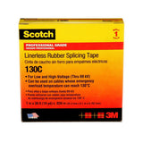 3M Scotch Linerless Rubber Splicing Tape 130C, Black, 1 in x 30 ft, 30 mil, Self Fusing, UV Resistant (130C-1X30FT) (7000006090)  - (24Pack) - 2