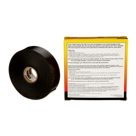 3M Scotch Linerless Rubber Splicing Tape 130C, Black, 1 in x 30 ft, 30 mil, Self Fusing, UV Resistant (130C-1X30FT) (7000006090)  - (24Pack) - 6