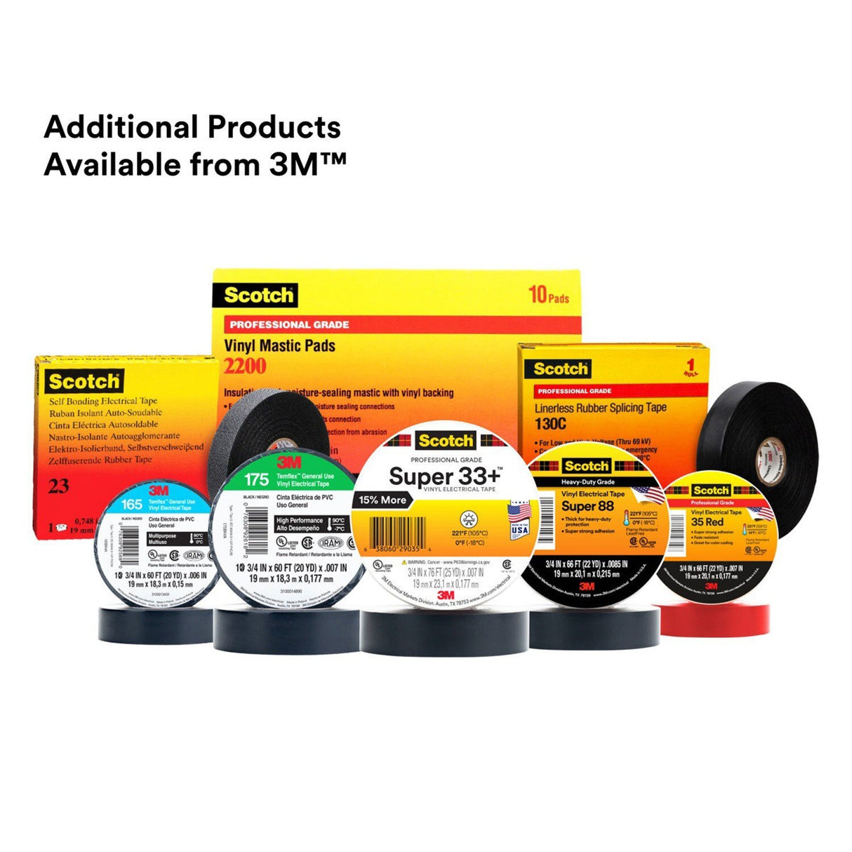 3M Super 88 88-3/4X66FT Scotch Vinyl Electrical Tape Black 3/4 in x 66 ft Premium Grade Heavy Duty (7000006092)  - (100Pack) - 10
