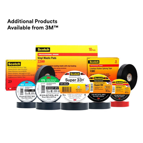 3M Super 88 88-3/4X66FT Scotch Vinyl Electrical Tape Black 3/4 in x 66 ft Premium Grade Heavy Duty (7000006092)  - (100Pack) - 10