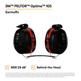 3M 7000009664 PELTOR Optime 105 Behind-the-Head Earmuffs, 29 dB NRR (1 Pack)  - (10Pack) - 5