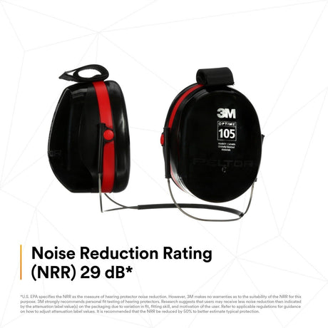 3M 7000009664 PELTOR Optime 105 Behind-the-Head Earmuffs, 29 dB NRR (1 Pack)  - (10Pack) - 7