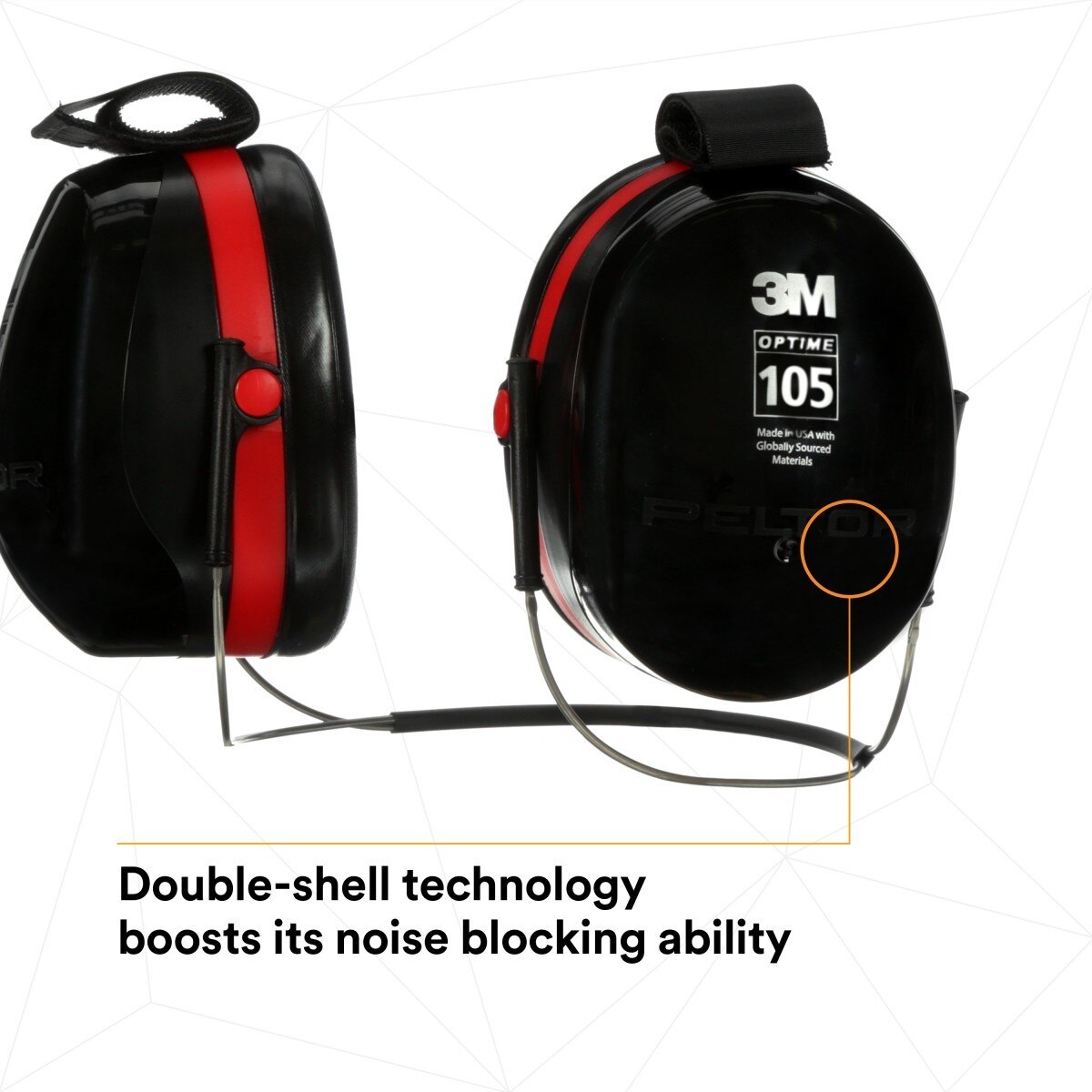 3M 7000009664 PELTOR Optime 105 Behind-the-Head Earmuffs, 29 dB NRR (1 Pack)  - (10Pack) - 8