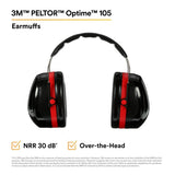 3M 7000009665 PELTOR Optime 105 Over-the-Head Earmuffs, NRR 30 dB (1 Count)  - (10Pack) - 5