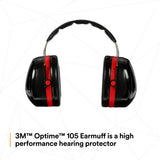 3M H10A PELTOR Optime 105 Over-the-Head Earmuffs, NRR 30 dB (7000009665) - 6