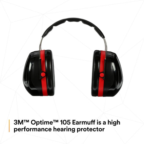 3M 7000009665 PELTOR Optime 105 Over-the-Head Earmuffs, NRR 30 dB (1 Count)  - (10Pack) - 6