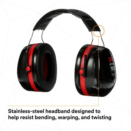 3M 7000009665 PELTOR Optime 105 Over-the-Head Earmuffs, NRR 30 dB (1 Count)  - (10Pack) - 8