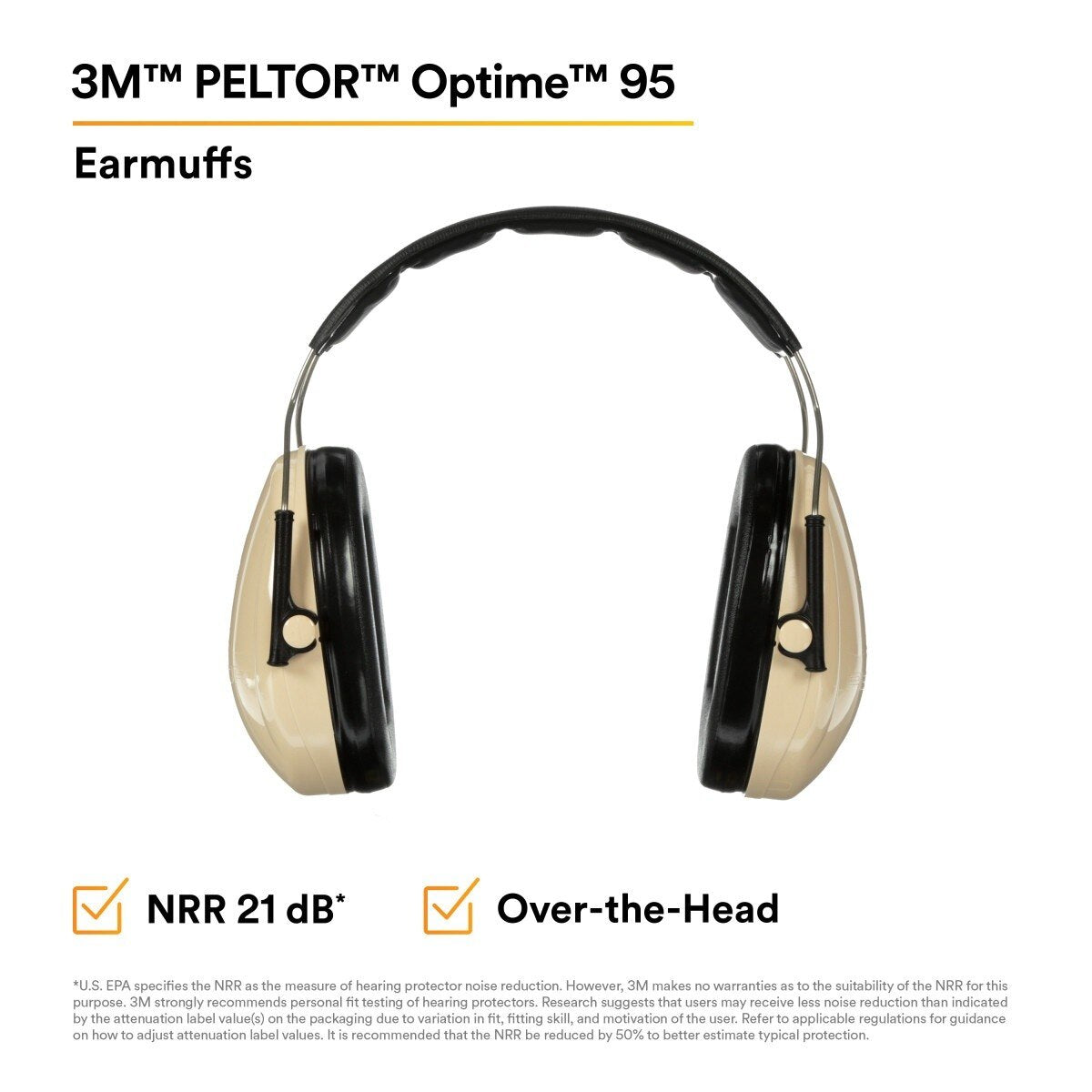 3M Peltor 7000009667 Optime 95 Over-the-Head Earmuff Hearing Protection NRR 21 dB (1 Count)  - (10Pack) - 2