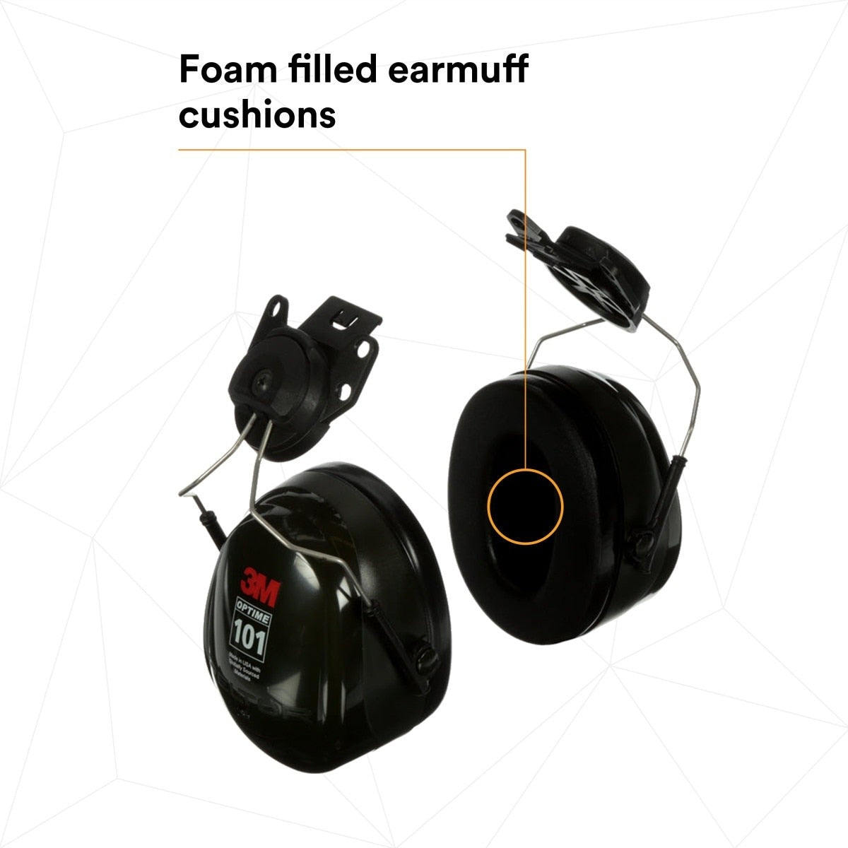3M 7000009668 PELTOR Optime 101 Hard Hat Attached Earmuffs 24 dB NRR (1 Each)  - (10Pack) - 7