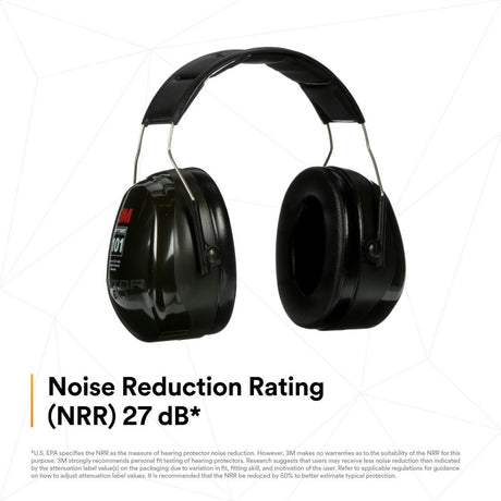3M H7A 8071 PELTOR Optime 101 Over-the-Head Earmuffs 27 dB NRR (7000009669) - 2