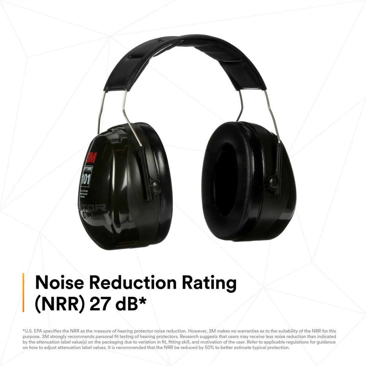 3M H7A 8071 PELTOR Optime 101 Over-the-Head Earmuffs 27 dB NRR (7000009669) - 2
