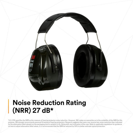 3M 7000009669 PELTOR Optime 101 Over-the-Head Earmuffs 27 dB NRR (1 Pack)  - (10Pack) - 2
