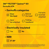 3M H7A 8071 PELTOR Optime 101 Over-the-Head Earmuffs 27 dB NRR (7000009669) - 10