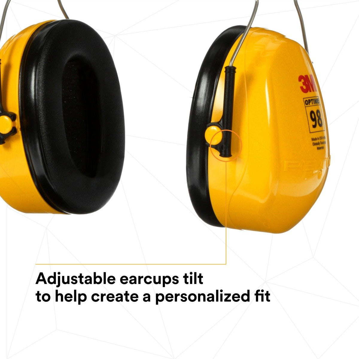 3M H9A 08091 PELTOR Optime 98 Over-the-Head Earmuffs, 25 dB NRR (7000009670) (1 Count) - 5