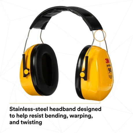 3M 7000009670 PELTOR Optime 98 Over-the-Head Earmuffs 25 dB NRR (1 Count)  - (10Pack) - 6