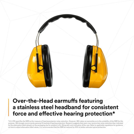 3M 7000009670 PELTOR Optime 98 Over-the-Head Earmuffs 25 dB NRR (1 Count)  - (10Pack) - 8