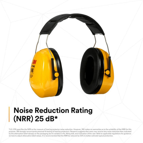 3M 7000009670 PELTOR Optime 98 Over-the-Head Earmuffs 25 dB NRR (1 Count)  - (10Pack) - 9