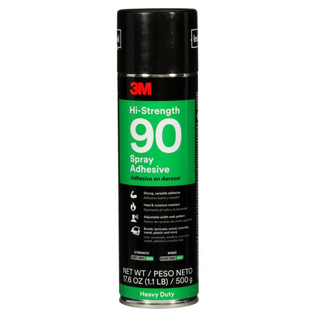 3M 90 Hi-Strength Spray Adhesive, Clear, 24 fl oz Can (Net Wt 17.6 oz) (30023) (7000023924)  - (12Pack)