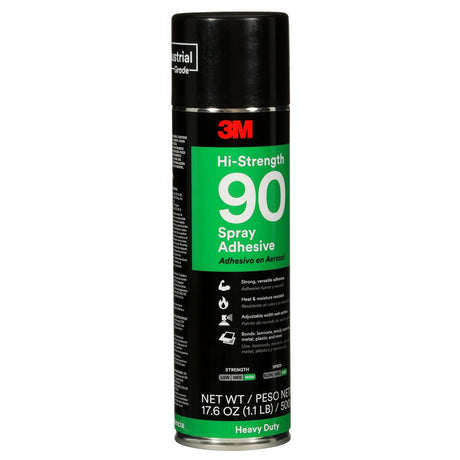 3M 90 Hi-Strength Spray Adhesive, Clear, 24 fl oz Can (Net Wt 17.6 oz) (30023) (7000023924)  - (12Pack) - 2