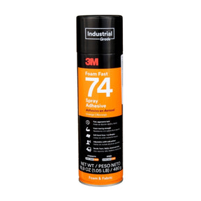 3M 74 Foam Fast Spray Adhesive, Orange, 24 fl oz Can, Net Wt 16.9 oz (82242) (7000023925) (12 Pack)