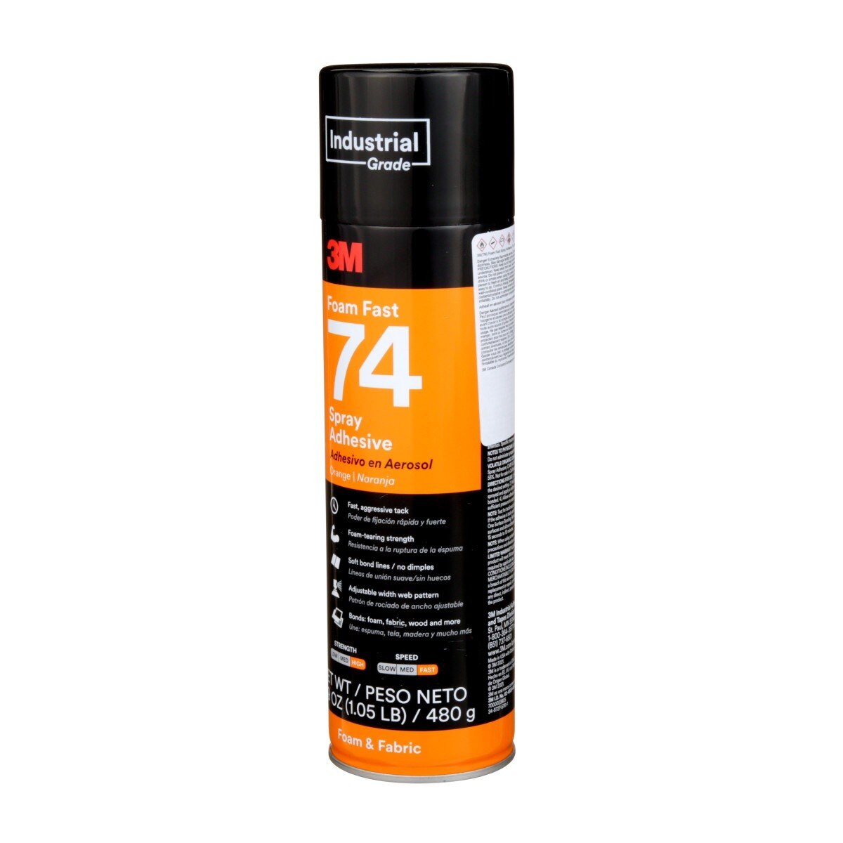 3M 74 82242 Foam Fast Spray Adhesive, Orange, 24 fl oz Can, Net Wt 16.9 oz (7000023925) - 3